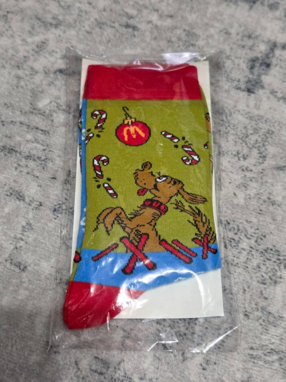 McDonald's Canada The Grinch 2025 Socks NEW Adult One Size Blue Green Color